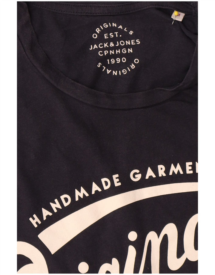 Tricou grafic Jack & Jones pentru bărbați Top mediu din bumbac bleumarin
