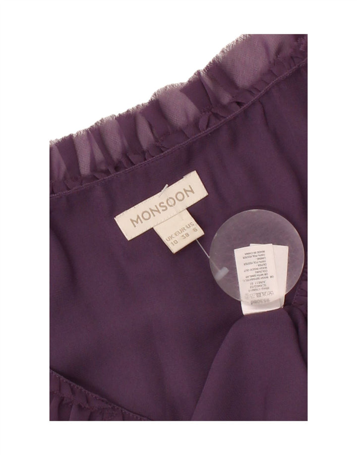 MONSOON Womens Sleeveless A-Line Dress UK 10 Small Purple Polyester Vintage Monsoon and Second-Hand Monsoon from Messina Hembry 