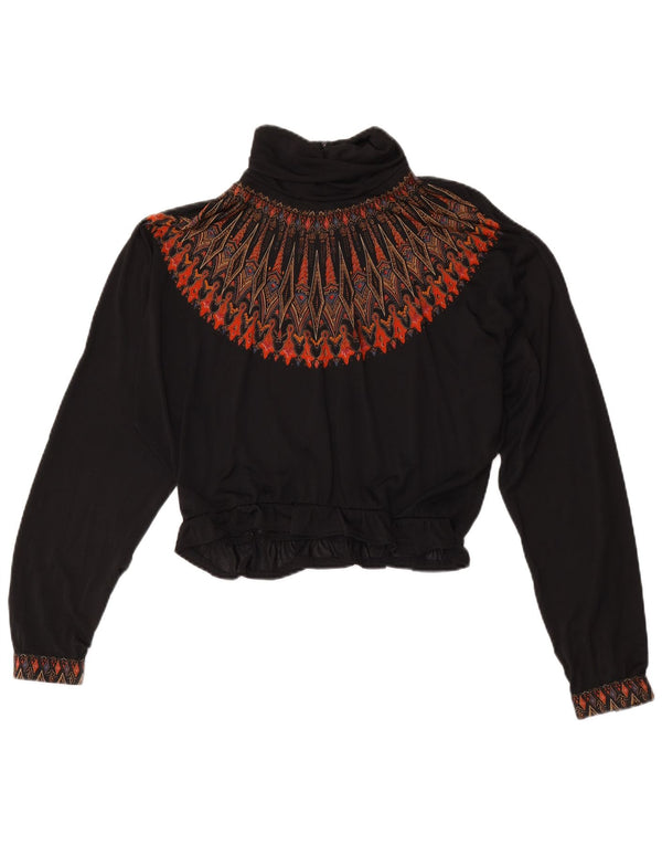 Bluză vintage supradimensionată pentru femei UK 16 Large Black Fair Isle