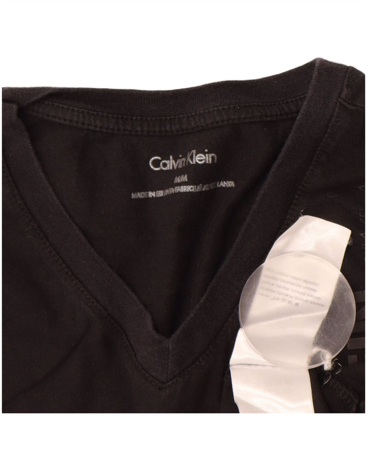 CALVIN KLEIN Tricou cu grafic pentru femei Top UK 14 Medium Black Bumbac