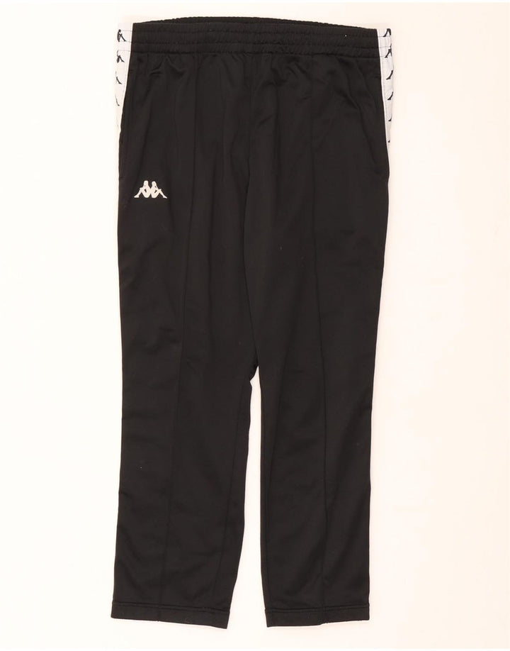 Pantaloni de trening grafic Kappa pentru bărbați, negru mediu, poliester bloc de culoare