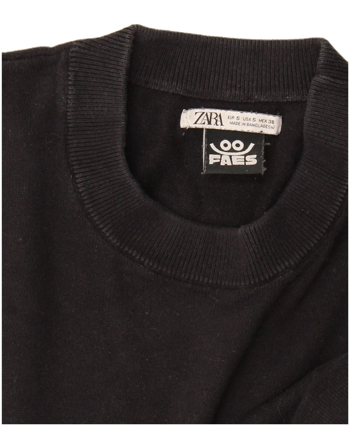 Pulover pentru bărbați Zara, cu gât crew, mic, negru