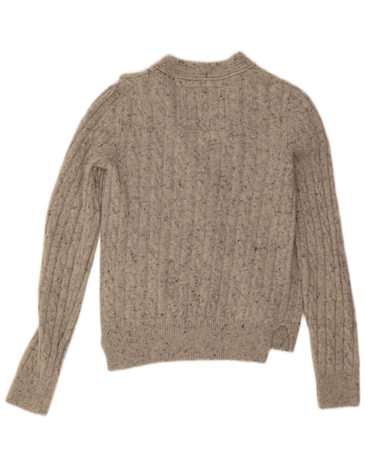 Pulover cardigan supradimensionat pentru femei Superdry UK 10, lână cu pete gri mici