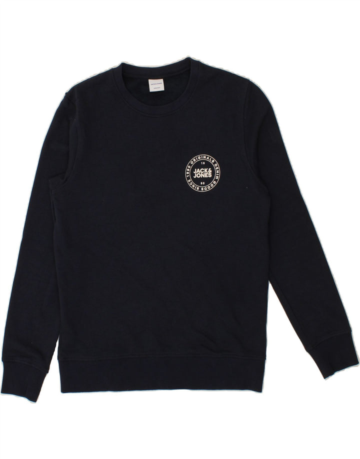 JACK & JONES Mens Sweatshirt Jumper Medium Navy Blue Cotton Vintage Jack & Jones and Second-Hand Jack & Jones from Messina Hembry 