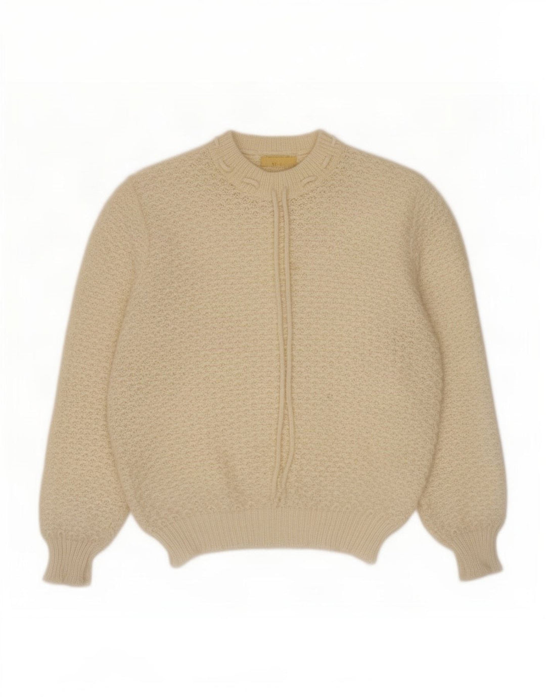 Pulover vintage pentru femei cu decolteu rotund UK 14 Bej mediu