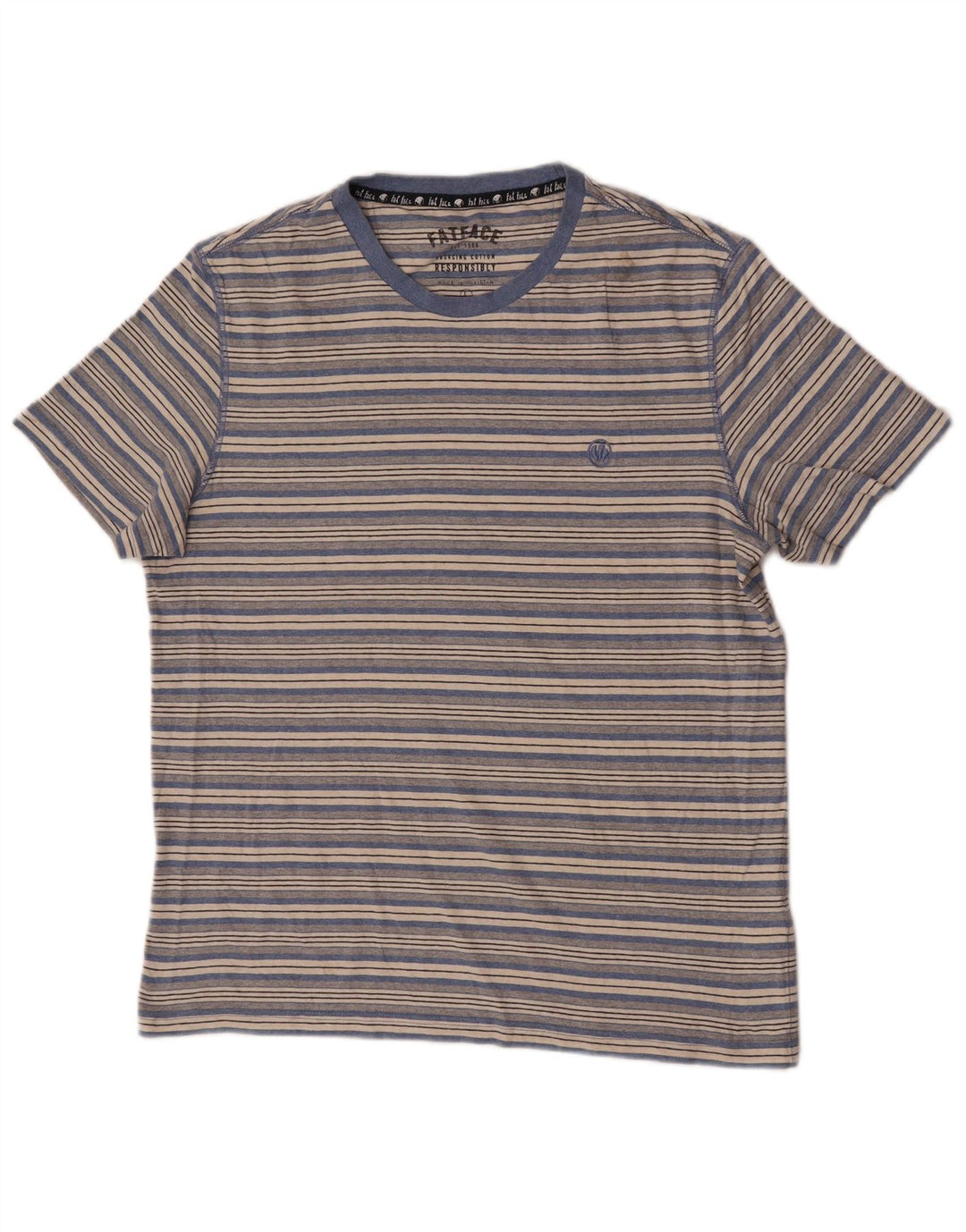 Tricou pentru bărbați Fat Face Top mare din bumbac cu dungi albastre