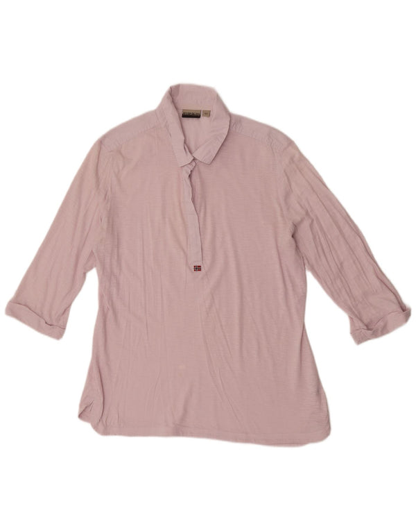 Napapijri Womens 3/4 Sleeve Polo Shirt UK 18 XL Pink