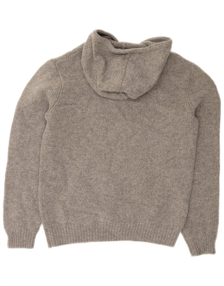 Pulover Jack Wills pentru bărbați, cu glugă, cu gât cu nasturi, din lână gri mediu