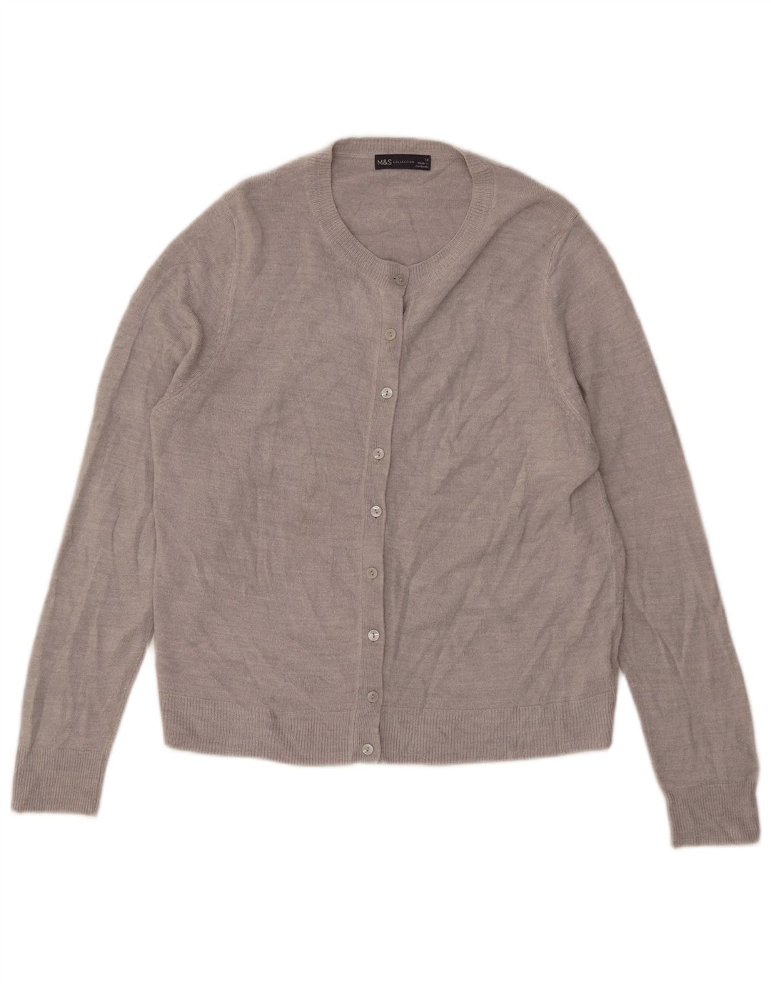 Pulover cardigan pentru femei Marks & Spencer UK 14 mare, gri acrilic