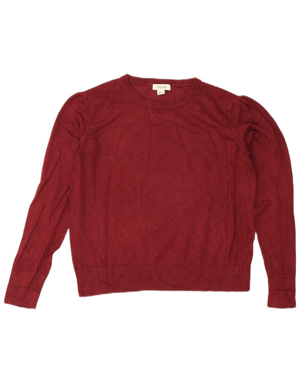 Pulover Oasis pentru femei cu decolteu rotund din viscoză mare burgundă