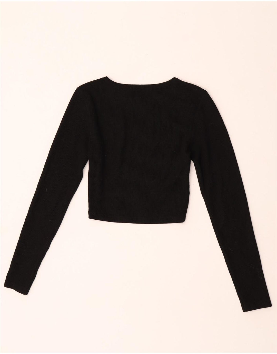 Crop Top pentru femei Zara cu mânecă lungă UK 12 Poliester mediu negru