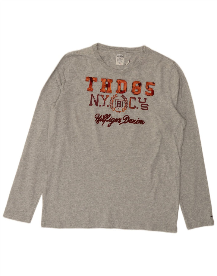 Top grafic pentru bărbați Tommy Hilfiger cu mânecă lungă 2XL bumbac gri