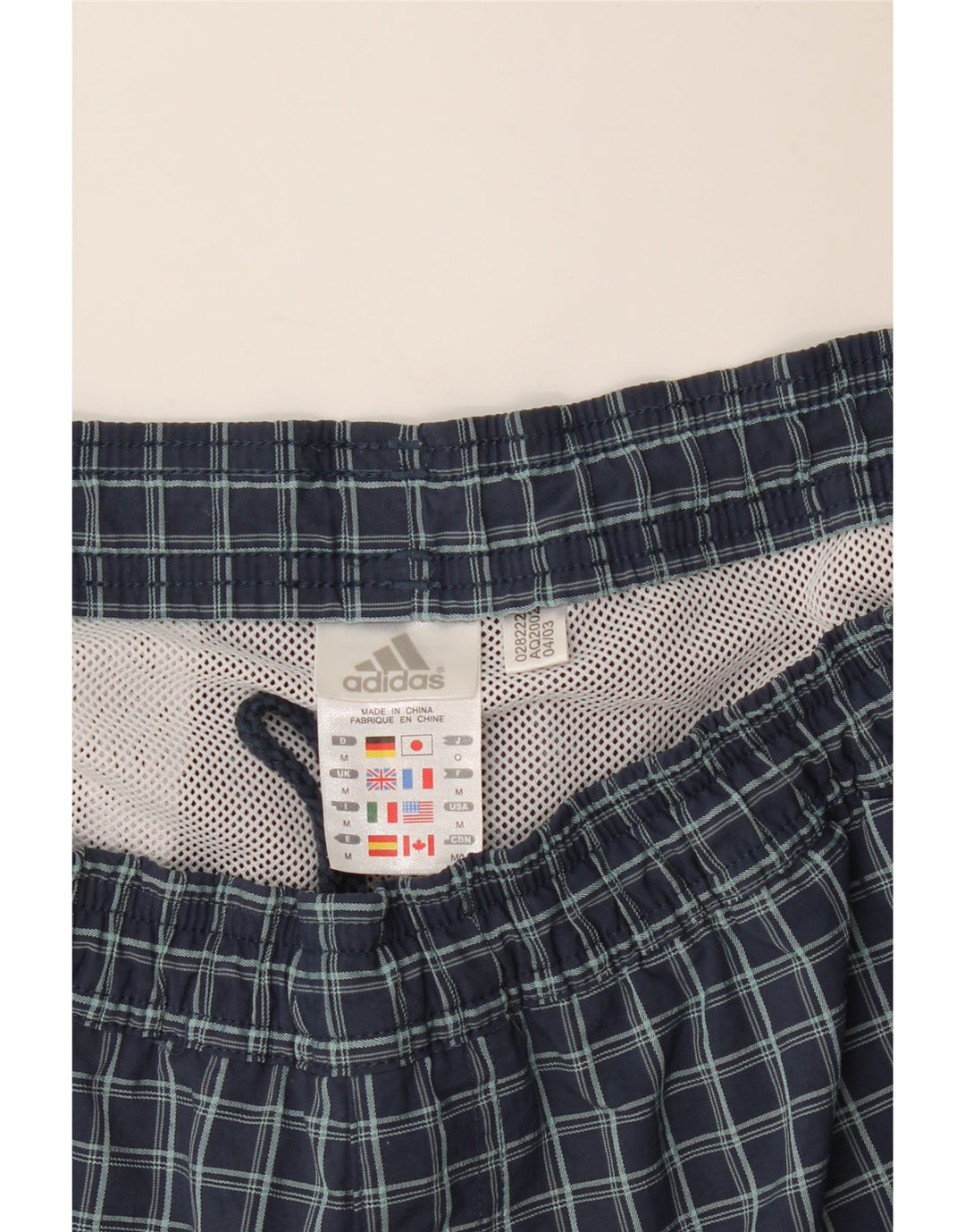 Pantaloni scurți de înot Adidas pentru bărbați, medii, albastru bleumarin, poliamidă cu check