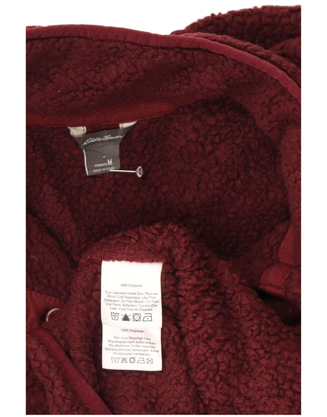 Pulover din lână pentru femei Eddie Bauer, cu gât cu nasturi, UK 14 Burgundy mediu