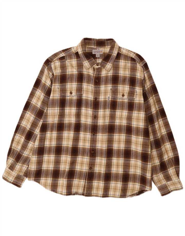 Cămașă de flanel pentru bărbați CARHARTT, 2XL, maro, cu carouri