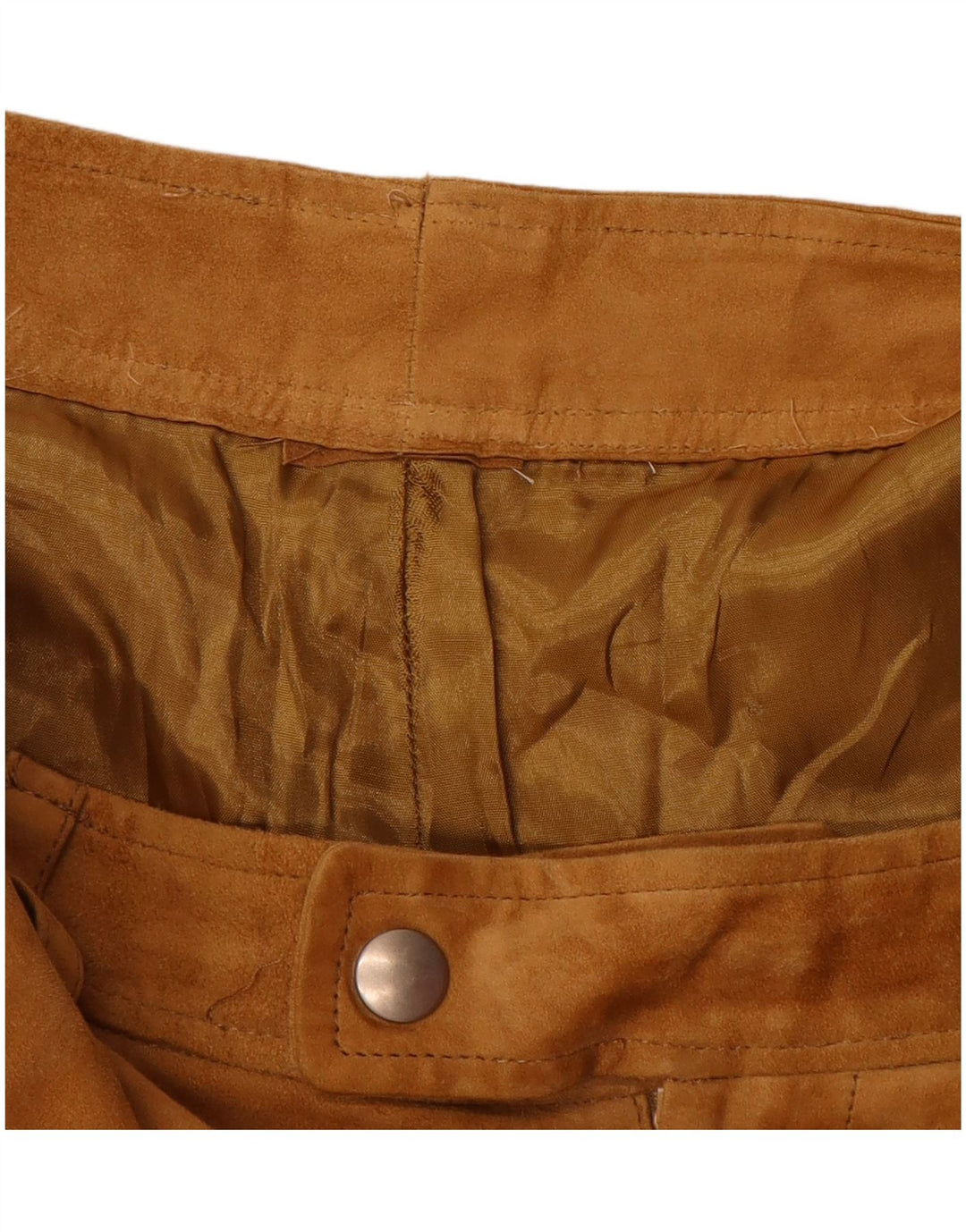 Pantaloni tăiați din piele intoarsa pentru femei VINTAGE W32 L25 maro