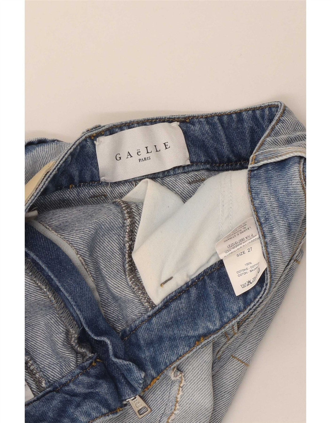 Fusta de denim cu grafica Gaelle pentru femei W27, bumbac albastru mic
