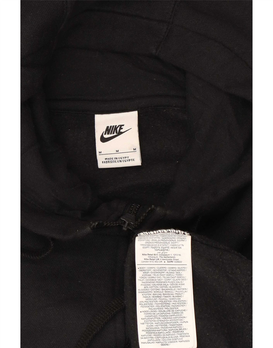 Pulover Nike pentru bărbați, cu fermoar, bumbac mediu negru