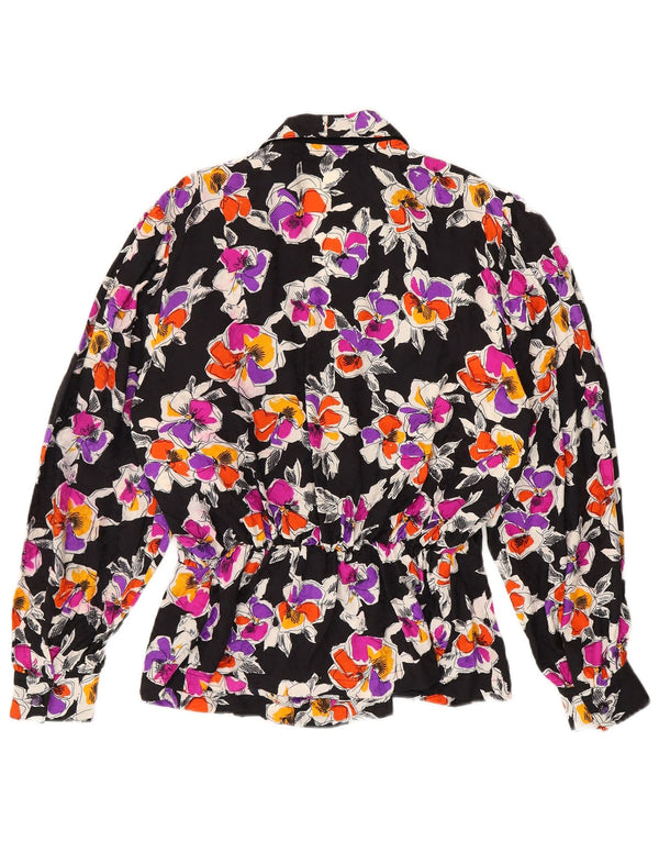 Bluză cămașă vintage pentru femei UK 12 Medium Multicolor Floral