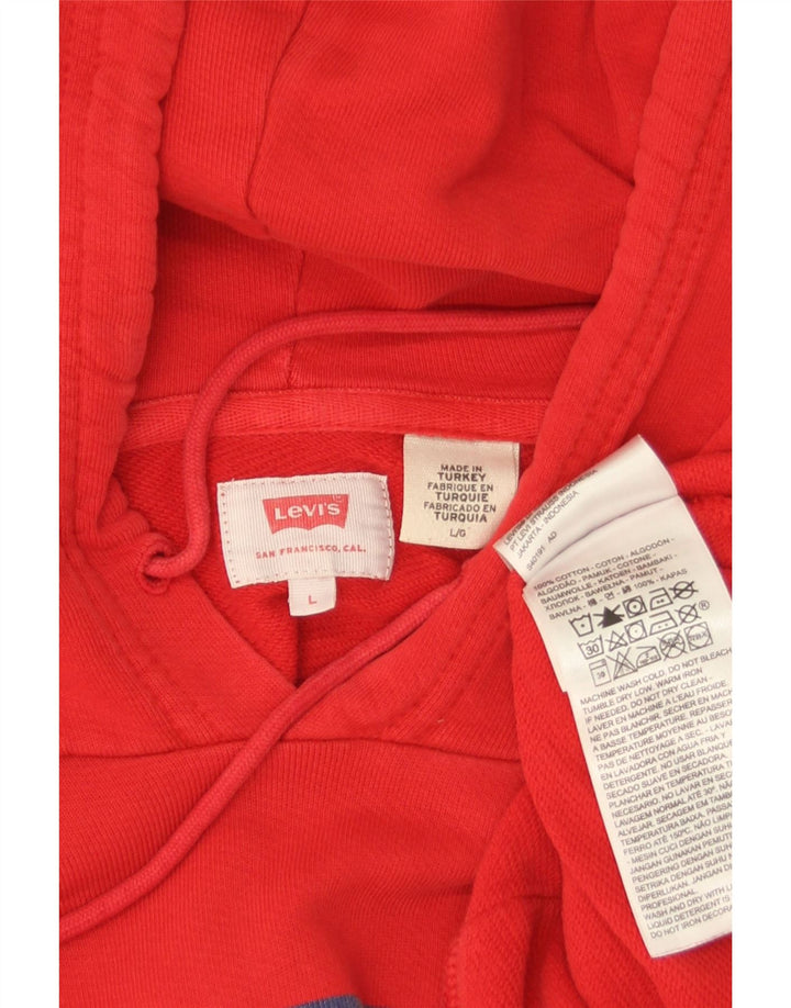 Pulover cu capota cu grafic Levi's pentru bărbați, mare, roșu, bumbac