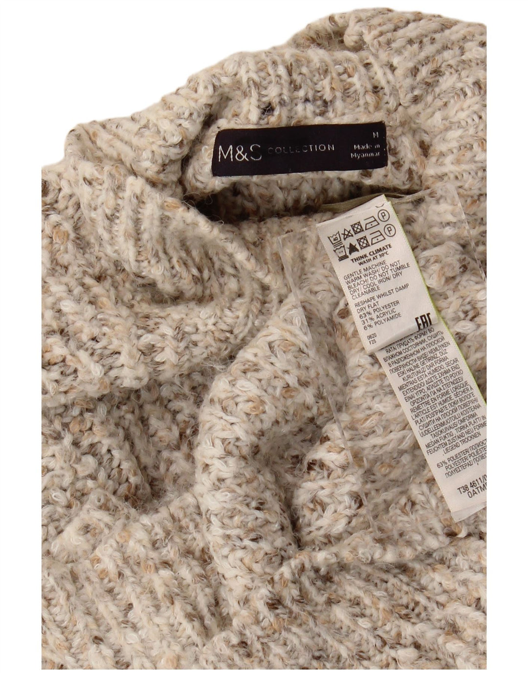 Pulover cu gât țestoasă pentru femei Marks & Spencer UK 14 Bej mediu