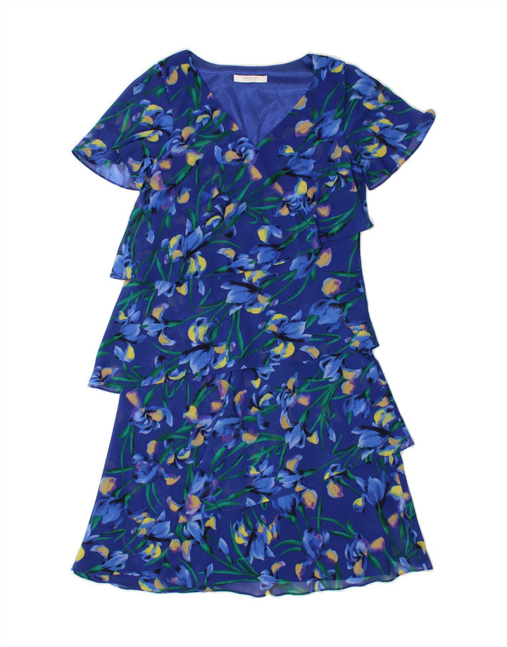JACQUES VERT Womens Peplum Dress UK 10 Small  Blue Floral Polyester Vintage Jacques Vert and Second-Hand Jacques Vert from Messina Hembry 