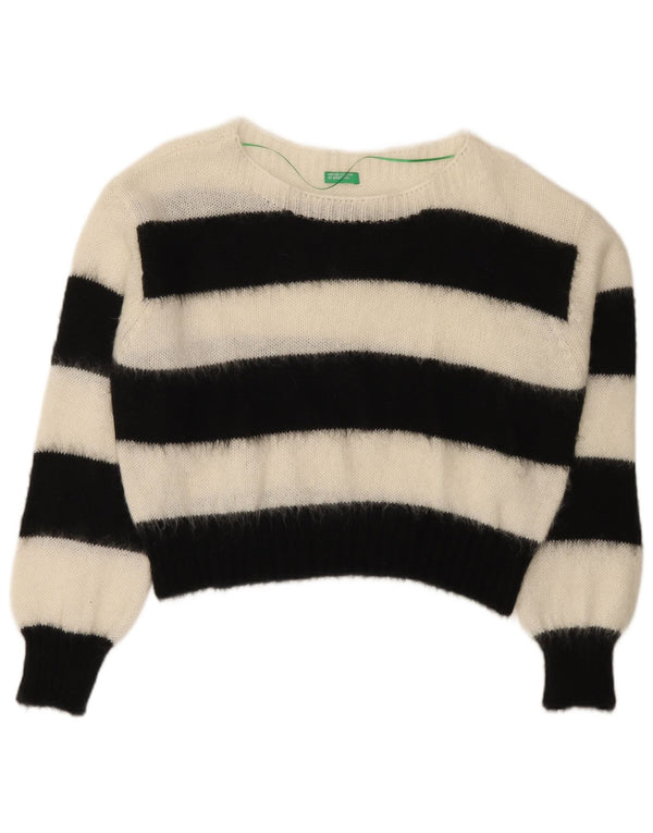Pulover Benetton pentru damă, cu gât de barcă, cu dungi mari, multicolore, UK 16