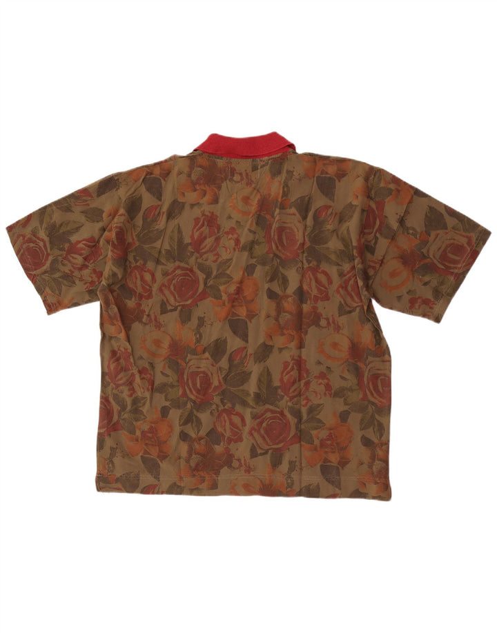 Cămașă vintage cu mânecă scurtă pentru bărbați XL Kaki Floral