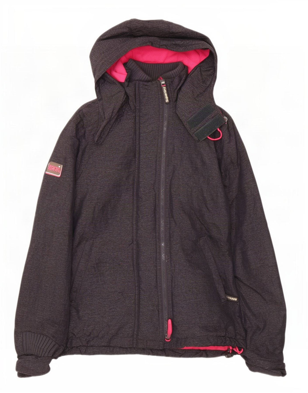Jachetă Windbreaker cu glugă Superdry pentru femei UK 16, mare, gri