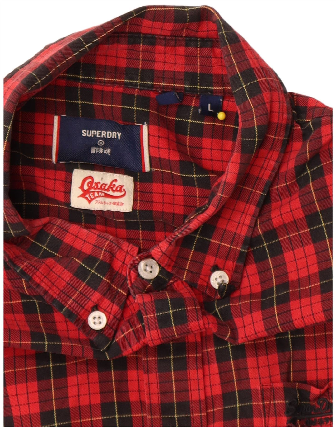 Cămașă de flanel pentru bărbați Superdry, bumbac cu carouri roșii mari