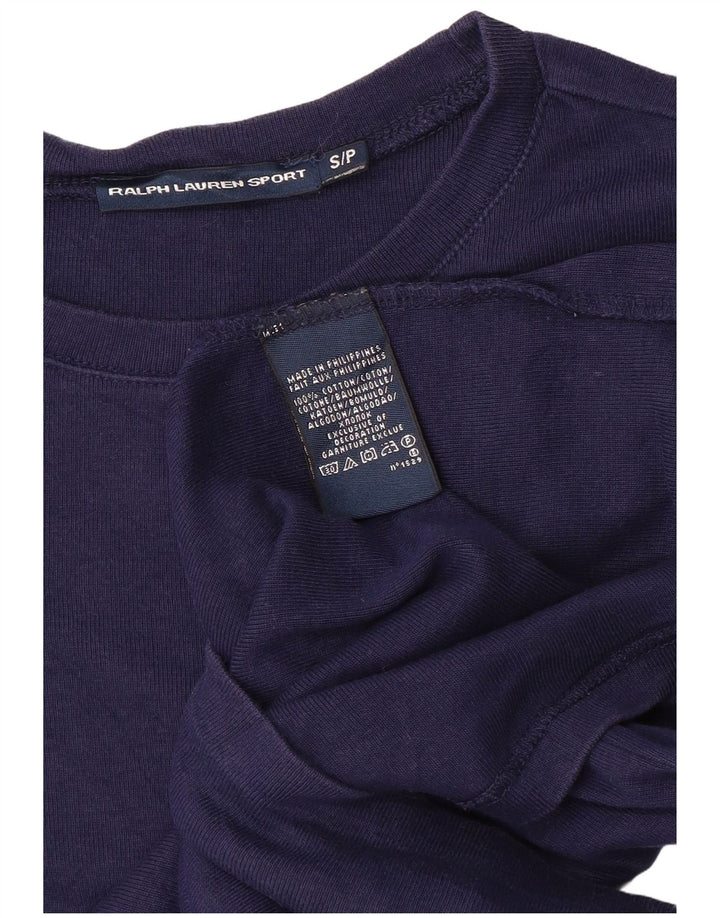 Top pentru femei RALPH LAUREN cu mânecă lungă UK 10 mic bumbac bleumarin