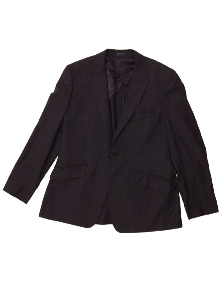 Jachetă pentru bărbați Reiss cu 1 nasture UK 42 XL Lână cu carouri bleumarin