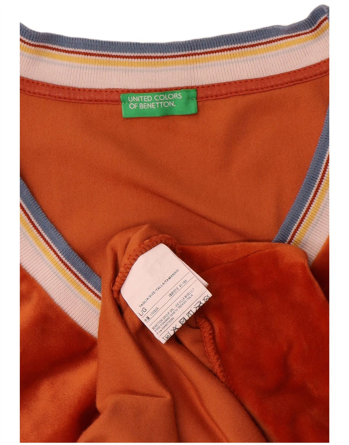 Bluză supradimensionată din catifea pentru femei Benetton UK 16 Poliester portocaliu mare