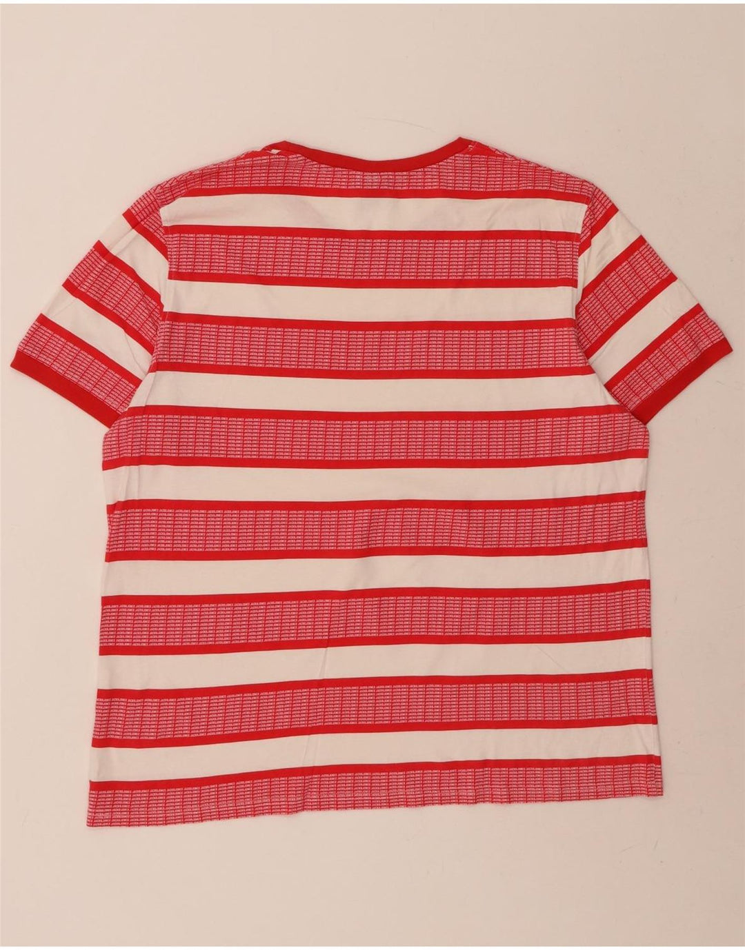 JACK & JONES Mens T-Shirt Top 2XL Red Striped Vintage Jack & Jones and Second-Hand Jack & Jones from Messina Hembry 