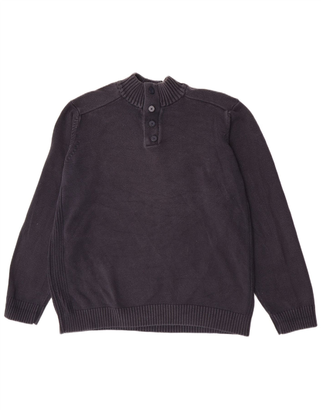 Pulover pentru bărbați Marks & Spencer, Blue Harbour, cu gât cu nasturi, bumbac XL, bleumarin
