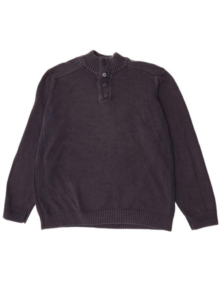 Pulover pentru bărbați Marks & Spencer, Blue Harbour, cu gât cu nasturi, bumbac XL, bleumarin