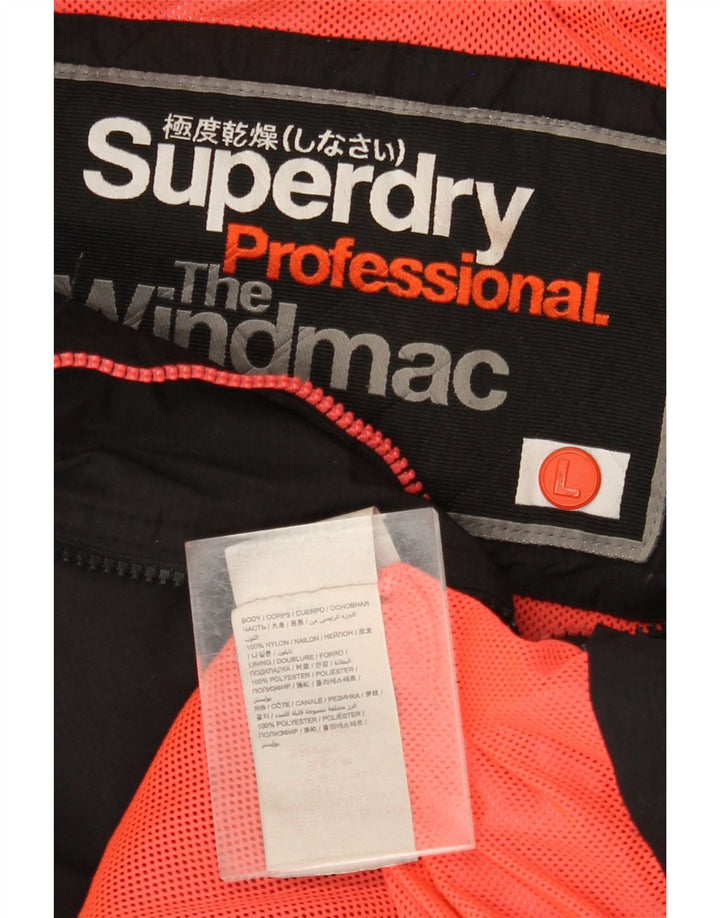 SUPERDRY Windmac Graphic Geaca de ploaie cu glugă pentru femei UK 16, mare, negru, nailon