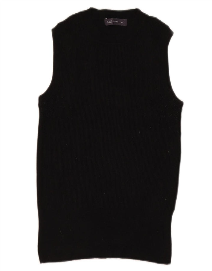 Marks & Spencer Womens Vest Tank Top UK 14 Medium Black Viscose