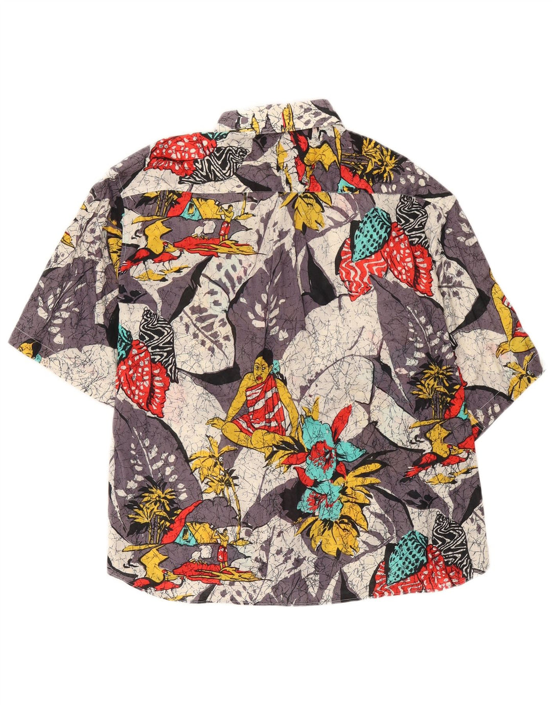 Cămașă Vintage pentru bărbați cu mânecă scurtă, mijlocie, multicoloră, florală
