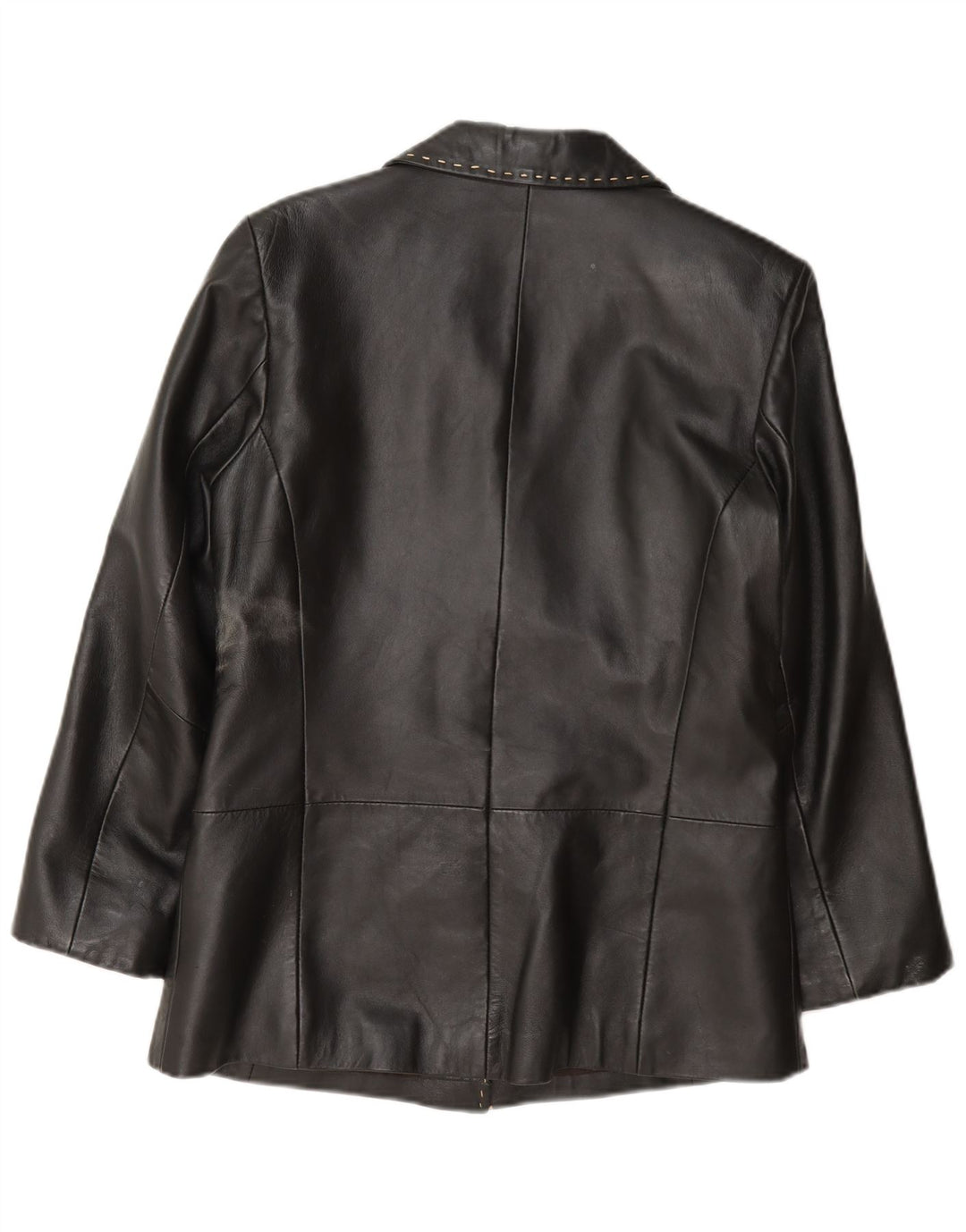 Julia S. Roma Jachetă Blazer din piele cu 3 nasturi pentru femei UK 12 Medium Black