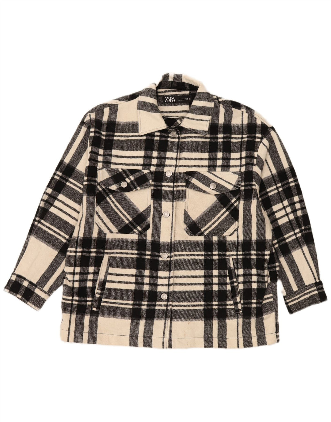 Jachetă utilitare supradimensionată pentru femei Zara UK 14 Medium Black Check Poliester