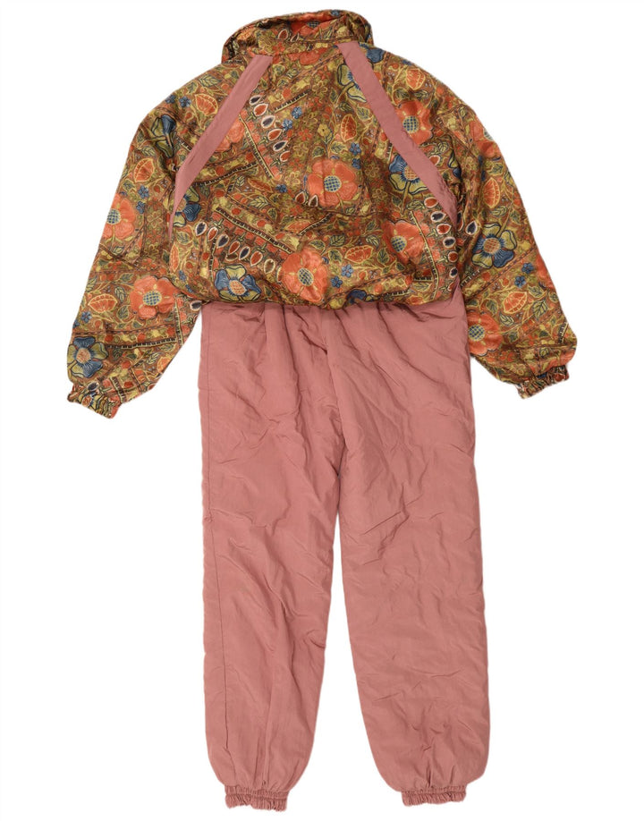Salopetă de schi vintage pentru femei UK 14, poliester floral, roz mediu