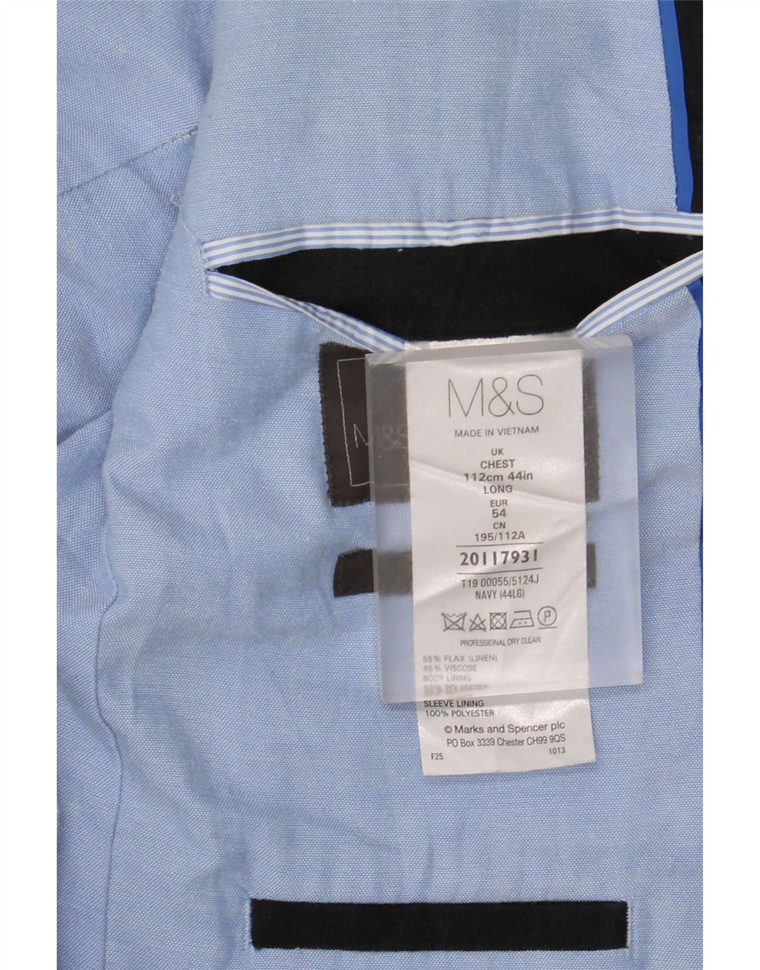 Jachetă pentru bărbați Marks & Spencer, cu 2 nasturi, UK 44 XL, albastru bleumarin, in