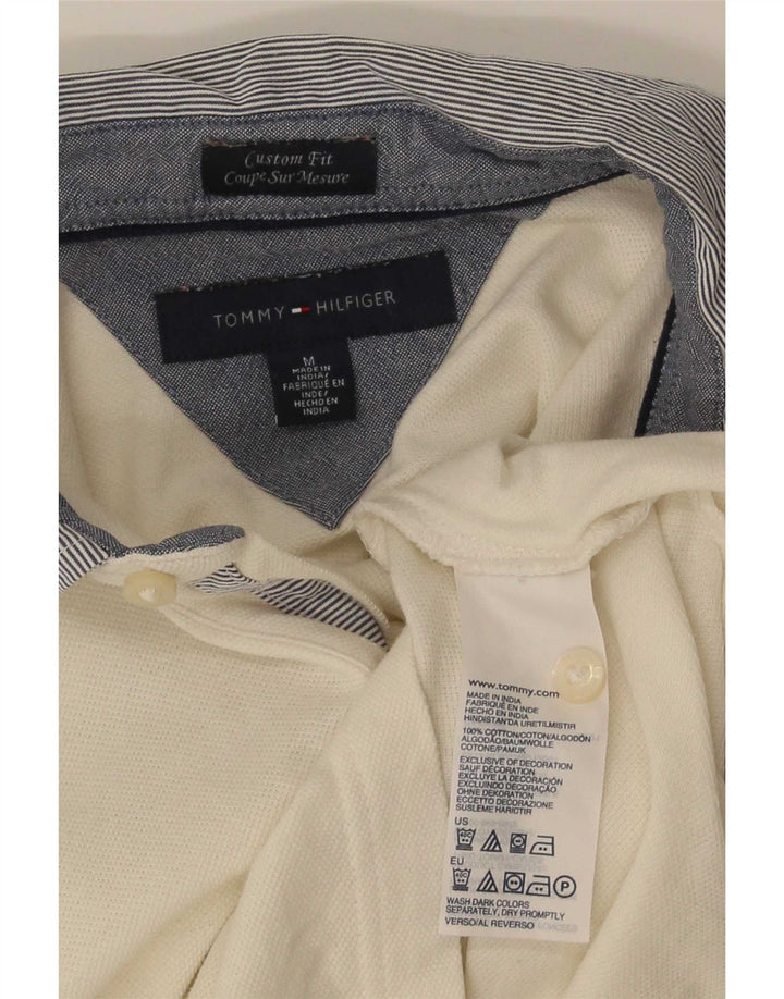 Tricou polo Tommy Hilfiger, personalizat, din bumbac alb mediu