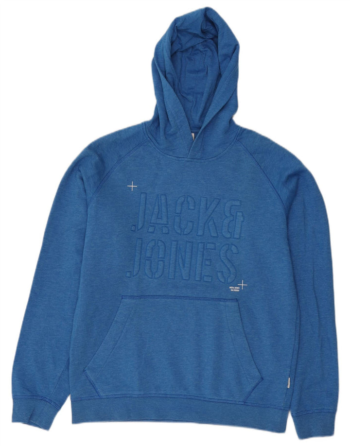 Jack & Jones Pulover cu glugă grafic pentru bărbați, bumbac albastru mediu