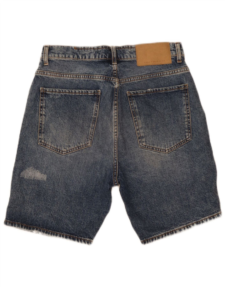 Pantaloni scurți din denim învechit pentru bărbați Zara EU 40 Medium W31 Bumbac albastru