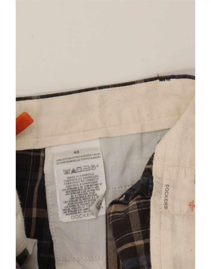 DOCKERS Mens Chino Shorts W42 2XL Brown Check Cotton Vintage Dockers and Second-Hand Dockers from Messina Hembry 
