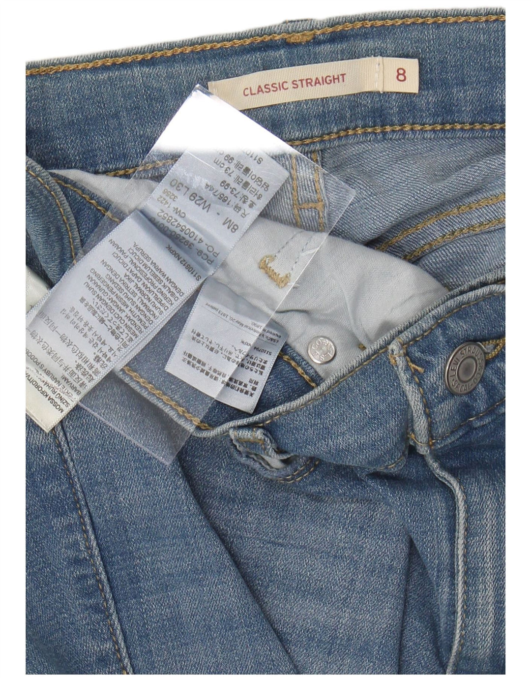 Blugi drepti clasici pentru femei LEVI'S US 8 Medium W29 L30 Bumbac albastru