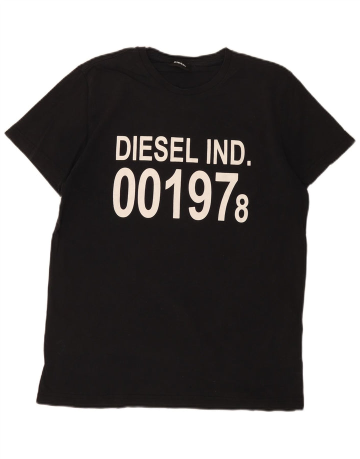 Tricou grafic pentru bărbați DIESEL Top mediu negru bumbac