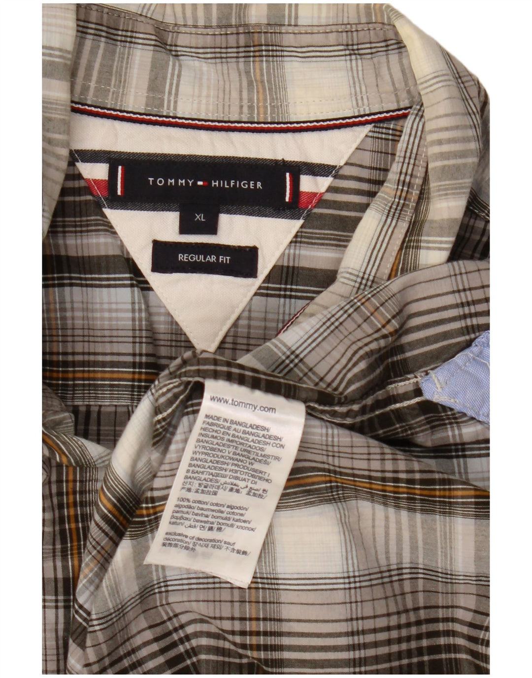 Cămașă pentru bărbați Tommy Hilfiger, cu formă regulată, XL, bumbac cu carouri gri
